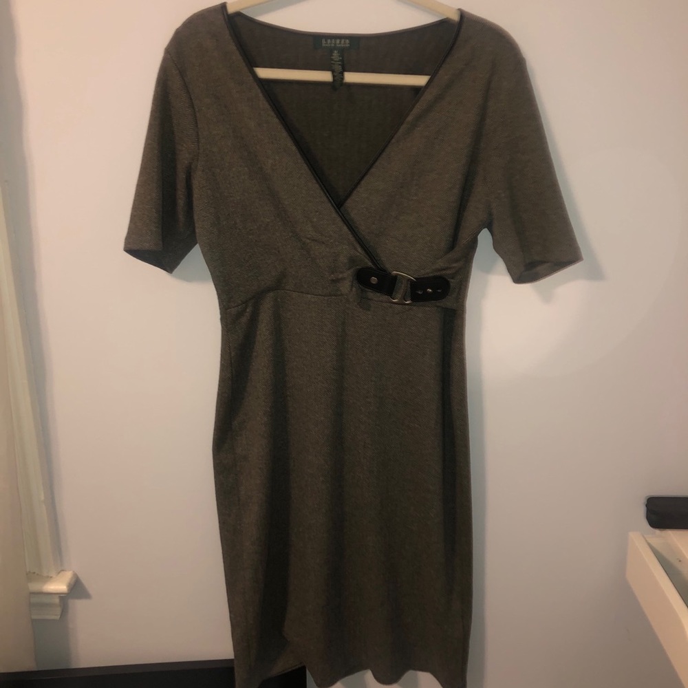 Lauren Ralph Lauren Grey chevron buckle dress